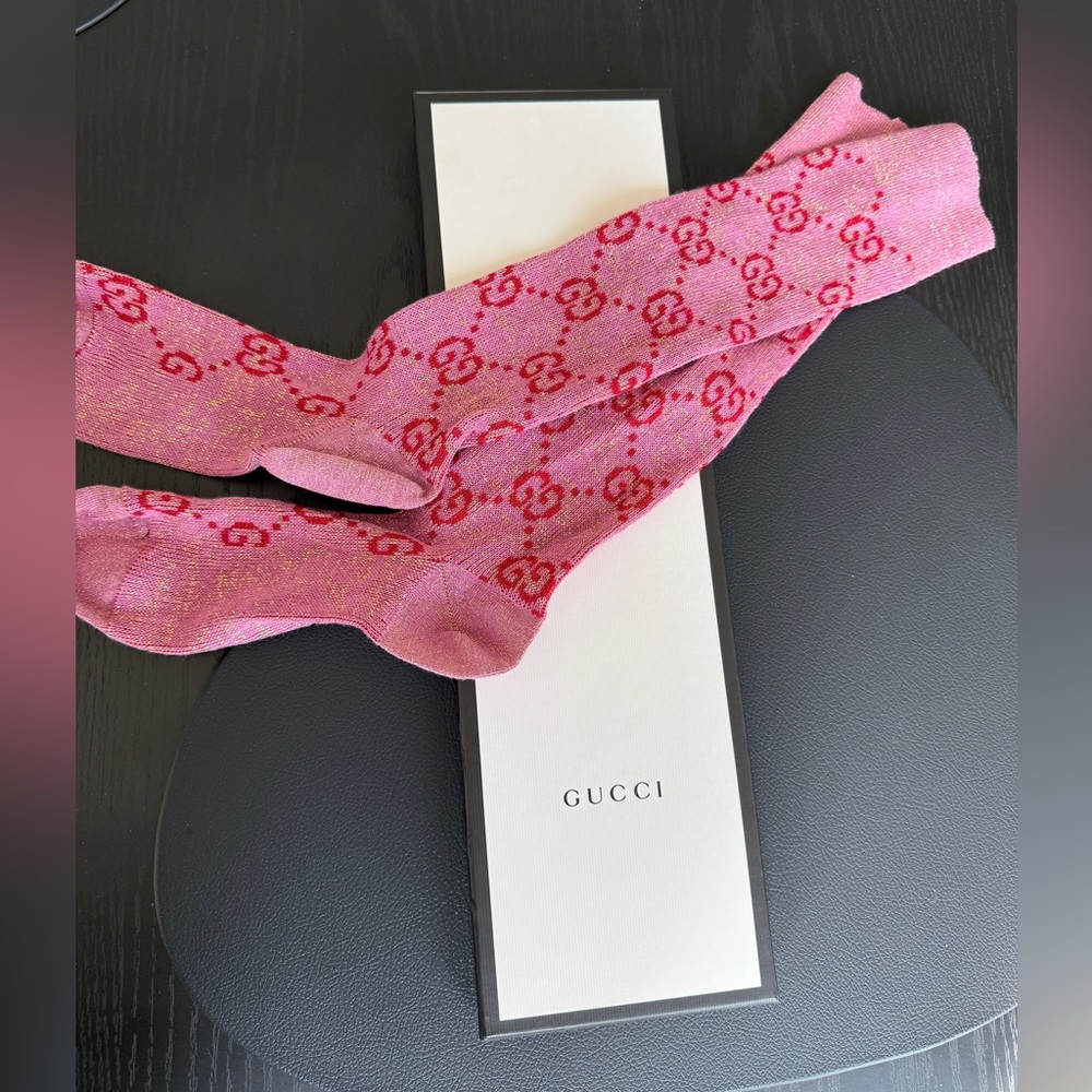 Gucci Pink and Red GG Pattern Socks - Picture 3 of 3